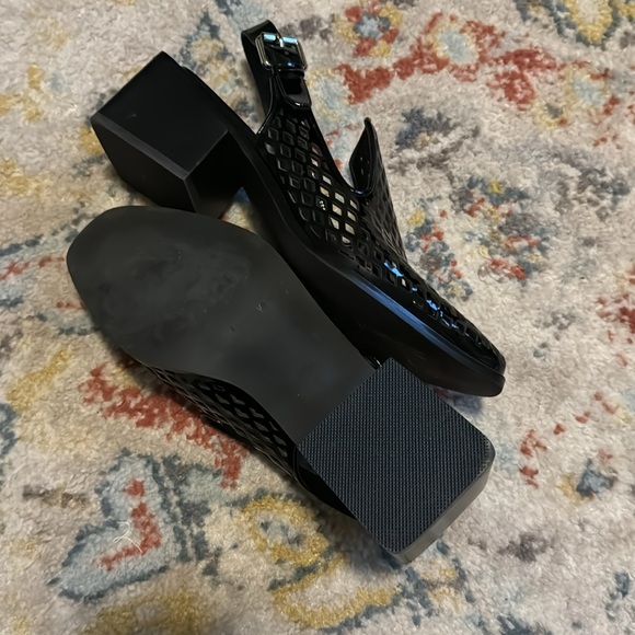 Black patent Jeffrey Campbell block Heel slide 7.5 - Picture 3 of 9